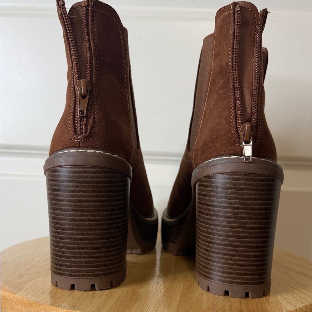 Madden Girl Brown Chunky Heeled Boots - Picture 3 of 5